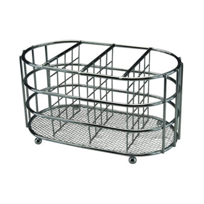 Cutlery Caddy Chrome Oval Compact Kitchen Utensil Drawer Organizer Holder from B&Q