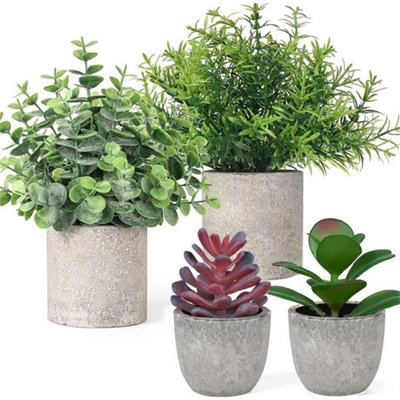 Set Of 4 Artificial Plants In Pots Faux Plant Foliage Eucalyptus from B&Q