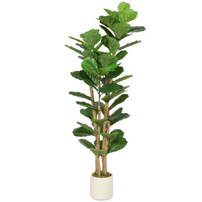  - 150Cm Fiddle Leaf Fig Tree With Wood Trunk