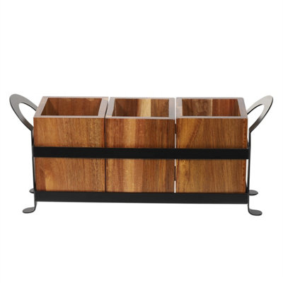 Rustic Wooden Utensils Holder Kitchen Cooking Utensils Organizer from B&Q