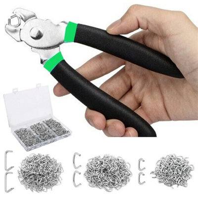 Hog Ring Pliers Kit With 600Pcs Galvanized Hog Rings from B&Q