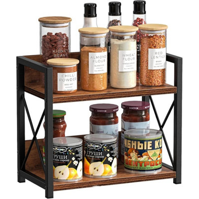 2-Tier Wooden Kitchen Spice & Coffee Storage Rack