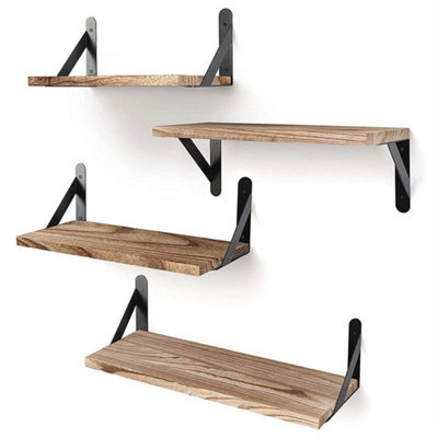 4 Piece Home Floating Shelves Wall Mounted Storage Display Shelf from B&Q