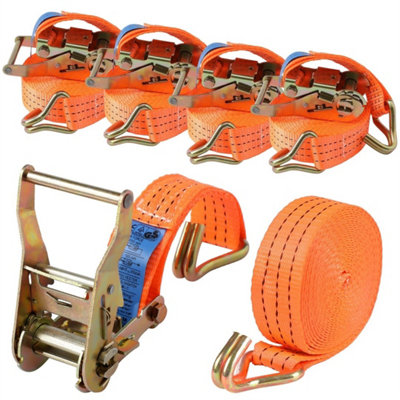 4Pcs Heavy Duty Ratchet Straps 40mm 6M 3000Kg Cargo Lashing from B&Q