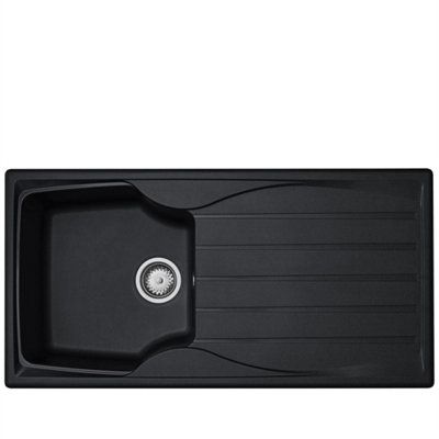 - Liquida Cmp10Bl 1.0 Bowl Reversible Black Kitchen Sink Waste Kit
