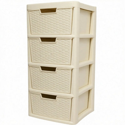 4 Drawers Rattan Cream Storage Tower from B&Q
