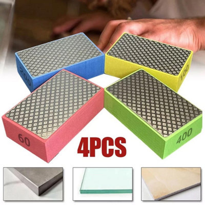 4X Diamond Hand Polishing Pads Tile Glass Marble Grinding Block Sanding Disc from B&Q