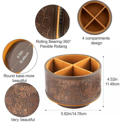  - Tiers Office Filing Trays Holder With Pen Holder For Home Office School Pu Leather Desk Organizer-1