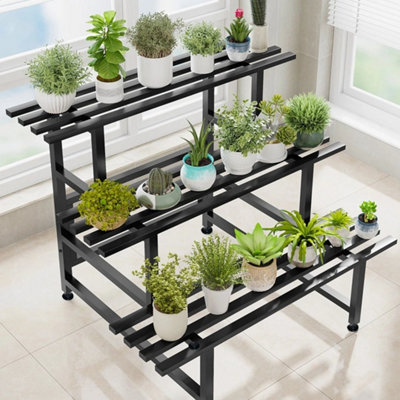 - Outdoor Indoor Metal Plant Stand Planter Flower Pot Display Rack Garden Shelf 3 Tiers