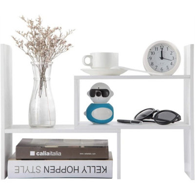 White-Desktop Shelf Bookcase Tabletop Storage Rack from B&Q
