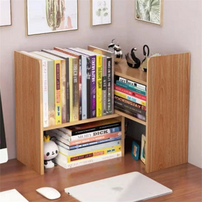 Wood-Desktop Shelf Bookcase Tabletop Storage Rack from B&Q