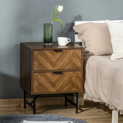 Two-Drawer Herringbone Bedside Table from B&Q