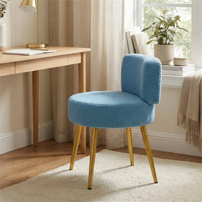 Blue-Teddy Fleece Vanity Stool Dressing Table Chair from B&Q