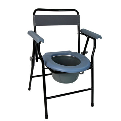 Folding Steel Commode Chair Portable Toilet With Safety Lock -9L Pail from B&Q