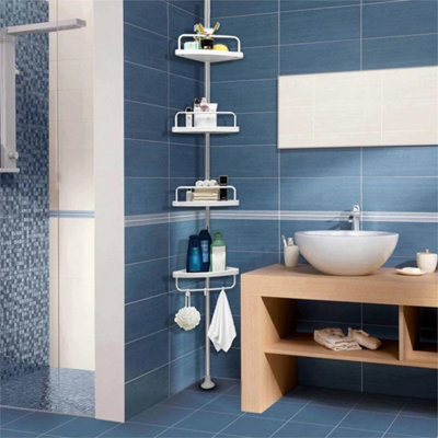 4 Tier Non Rust Bathroom Telescopic Corner Shelf from B&Q