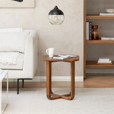 Walnut-Solid Wood Square Side Table from B&Q