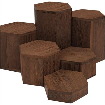 6Pcs Wooden Hexagon Display Riser Stand For Shelves from B&Q