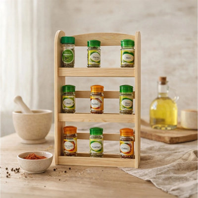 3 Tier Wooden Spice Rack Kitchen Herb Storage Organizer from B&Q