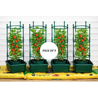  - Set Of 9 Tomato Plant Halos Pot Grow Bag Watering Plastic Square Tomatos Seed Halos Grow