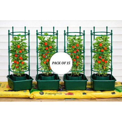  - Set Of 15 Tomato Plant Halos Pot Grow Bag Watering Plastic Square Tomatos Seed Halos Grow