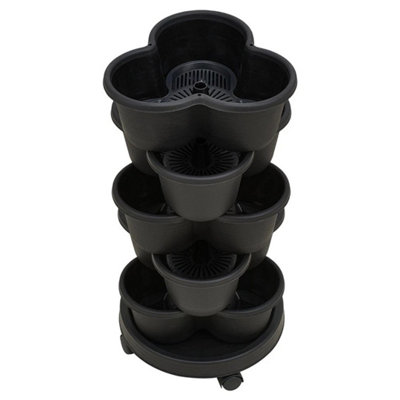  - Stackable Garden Planter 5-Tier Herb Vegetable Flower Pot With Rolling Tray Base