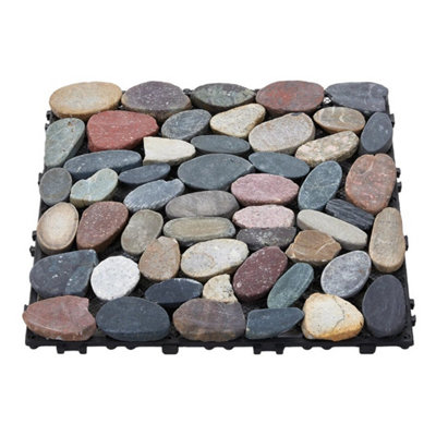  - 6Xcolour 1493-30X30Cm Interlocking Stone Deck Tiles With Click System Patio Decking Floor Tiles