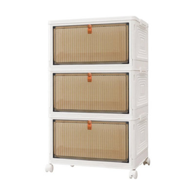  - 3-Tier 59X39X28 Cm Plastic Storage Boxes Collapsible Storage Bins Wardrobe Closet Organiser