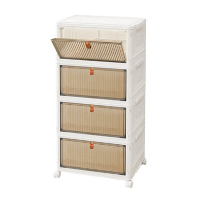  - 4-Tier 78X39X28 Cm  Plastic Storage Boxes Collapsible Storage Bins Wardrobe Closet Organiser