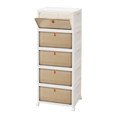  - 5-Tier 98X39X28 Cm Plastic Storage Boxes Collapsible Storage Bins Wardrobe Closet Organiser