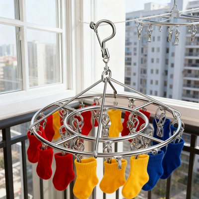  - 20 Thickened Clip Underwear Sock Hanger Laundry Airer Dryer Rack Stainlesssteel