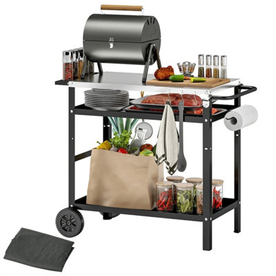 Stainless Steel Top Bbq Trolley Movable Barbecue Pizza Table from B&Q