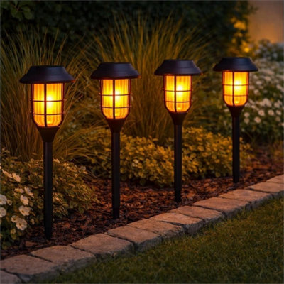  - 4 Pack Solar Flame Led Stake Lights Garden Pathway