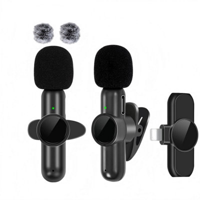 2X Wireless Lavalier Microphone Plug-Play Lapel Mic from B&Q