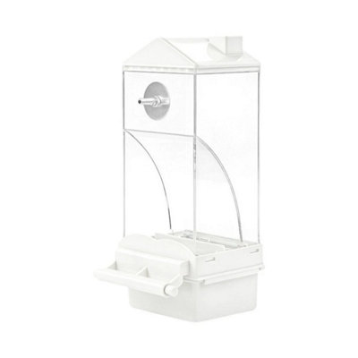  - Auto Bird Feeder Cup Bowl Cage No Mess Automatic Feeding Canary Parrot Cockatiel White