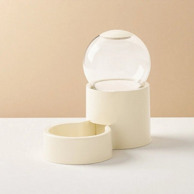  - Automatic Water Dispenser Cat Food Feeder Cat Bowl Grain Storage Feeding Tool Watre Beige