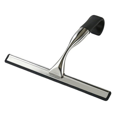  - Bathroom Shower Screen Squeegee Mirror Glass Window Scraper Wiper Cleaner W/hook Silver