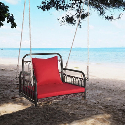  - Rattan Hanging Porch Swing Single Rocking Chair