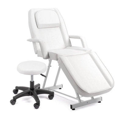  - White Massage Table Beauty Bed With Stool Salon Tattoo Spa Bed Couch Reclining
