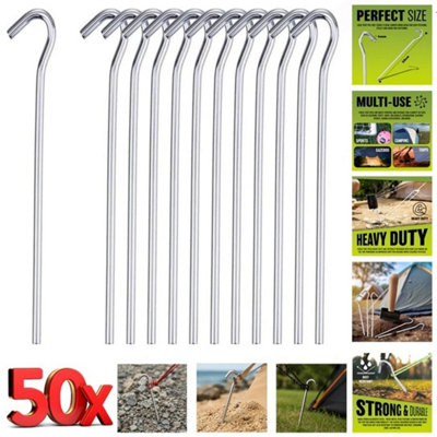  - 50 X Heavy Duty Metal Tent Pegs Spikes Stakes Hooks Ground Sheet Camping Fishing