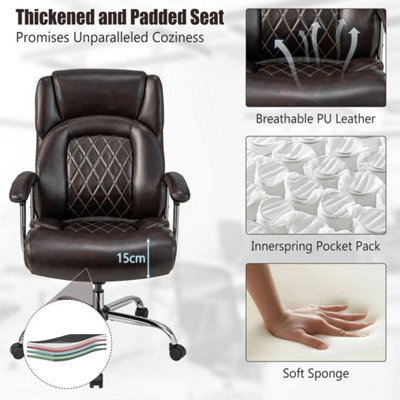 B&Q Heavy Duty Leather Office Chair Adjustable Executive Desk Chair