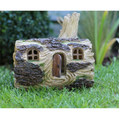 Solar Log Fairy House Garden Ornament Colour Changing Led from B&Q