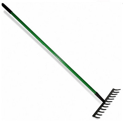  - 12 Teeth Garden Rake Heavy Duty Steel Gardening Raking Lawn Tool Leaves Weed