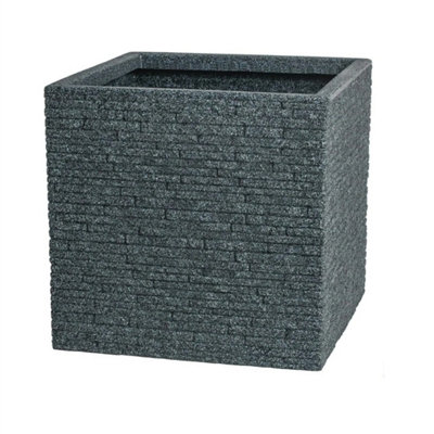 Large Square Brick Effect Planter Ash Grey Slate Plastic Patio Plant Pot 38Cm from B&Q