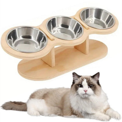 Food Feeding Station Elevated Cat Bowls 15 Degree Tilted Pet Food Bowls With Stand from B&Q