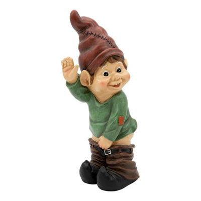 Naughty Gnome Statue Funny Cheeky Patio Ornament from B&Q