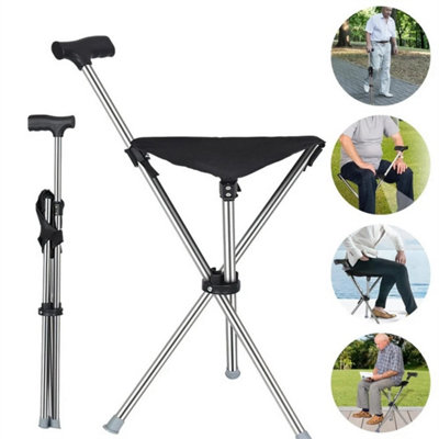 Folding Walking Stick Chair Cane 100Kg For Seniors from B&Q