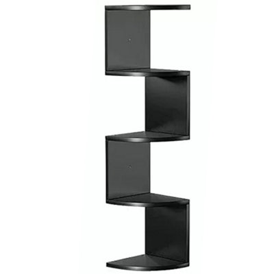 5 Tier Wall Mounted Floating Corner Shelves Wooden Storage Display Unit from B&Q