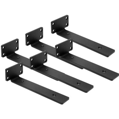 6Pcs Heavy Duty Black Cast Iron Shelf Brackets Floating Shelf Supports from B&Q