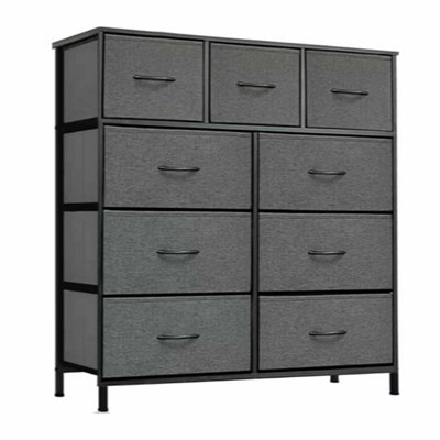 9 Drawer Fabric Dresser Chest Of Drawers Bedroom Bedside Storage Organizer from B&Q