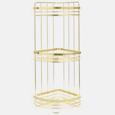  - Gold 3 Tier Shower Caddy Bathroom Organiser Plastic Freestanding Corner Shelf